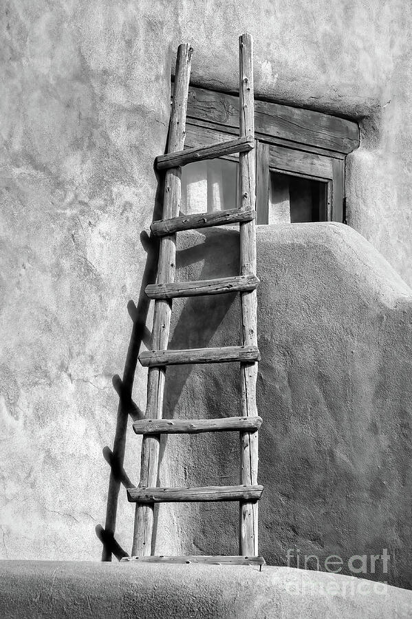 Adobe Ladder bw Photograph by Jerry Fornarotto
