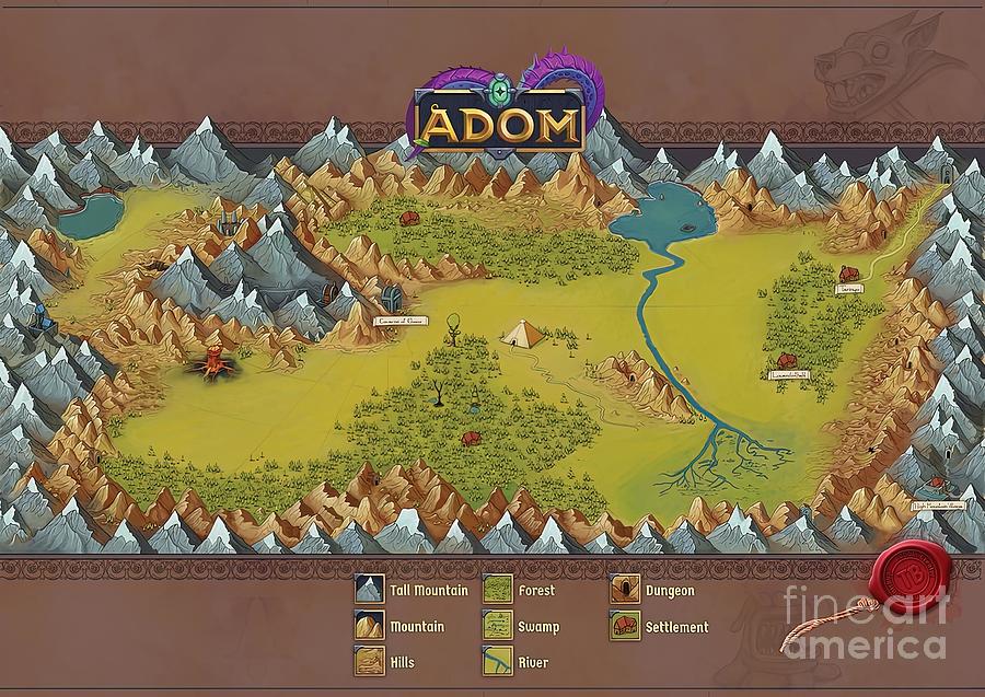 ADOM map Painting by Reynolds Julie - Pixels