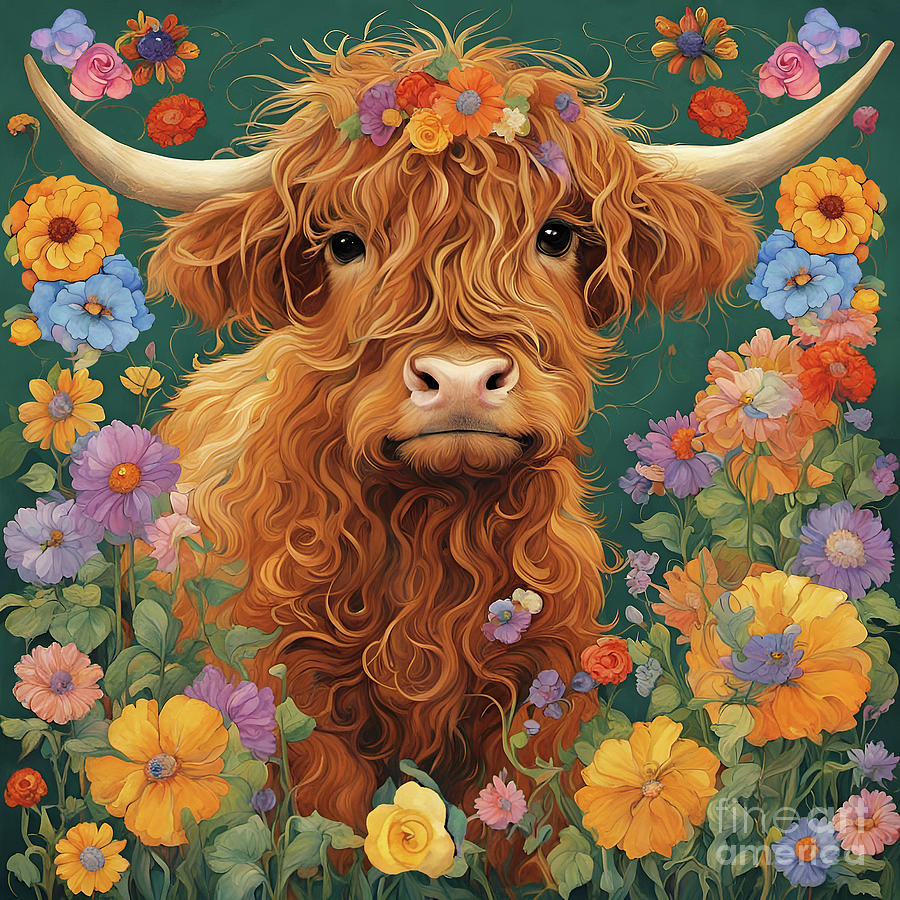 Adorable Baby Highland Cow Painting by Tina Lavoie - Fine Art America