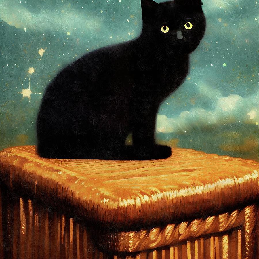 Adorable Black Kitten Portrait  Digital Art by Ally White