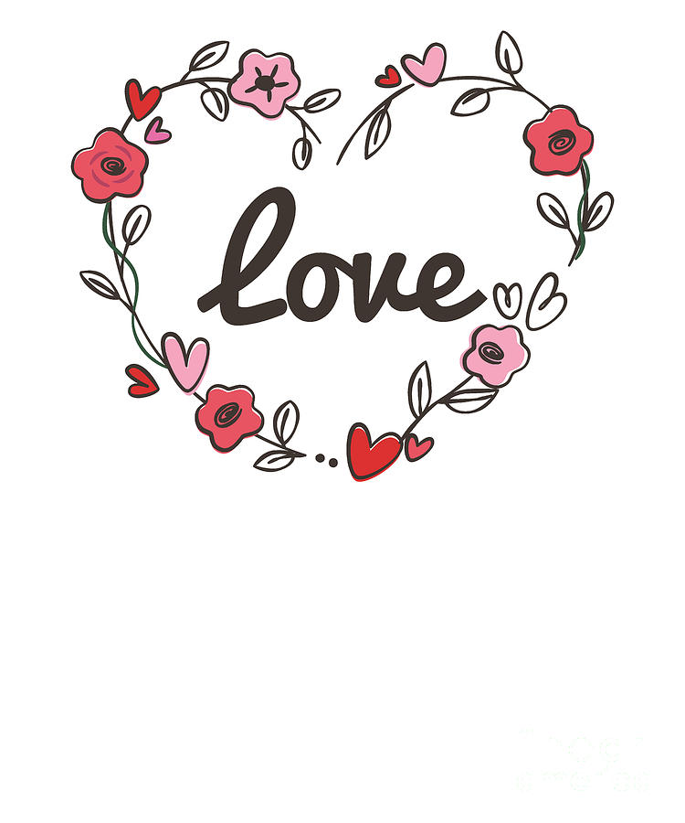 Adorable Cute Love Flowery Flowers Love Heart Digital Art by The Perfect  Presents - Pixels