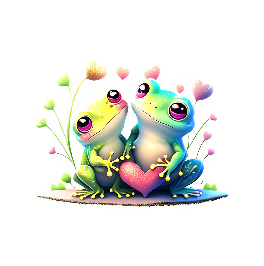 Adorable Frog Couple Digital Art by Amalia Suruceanu