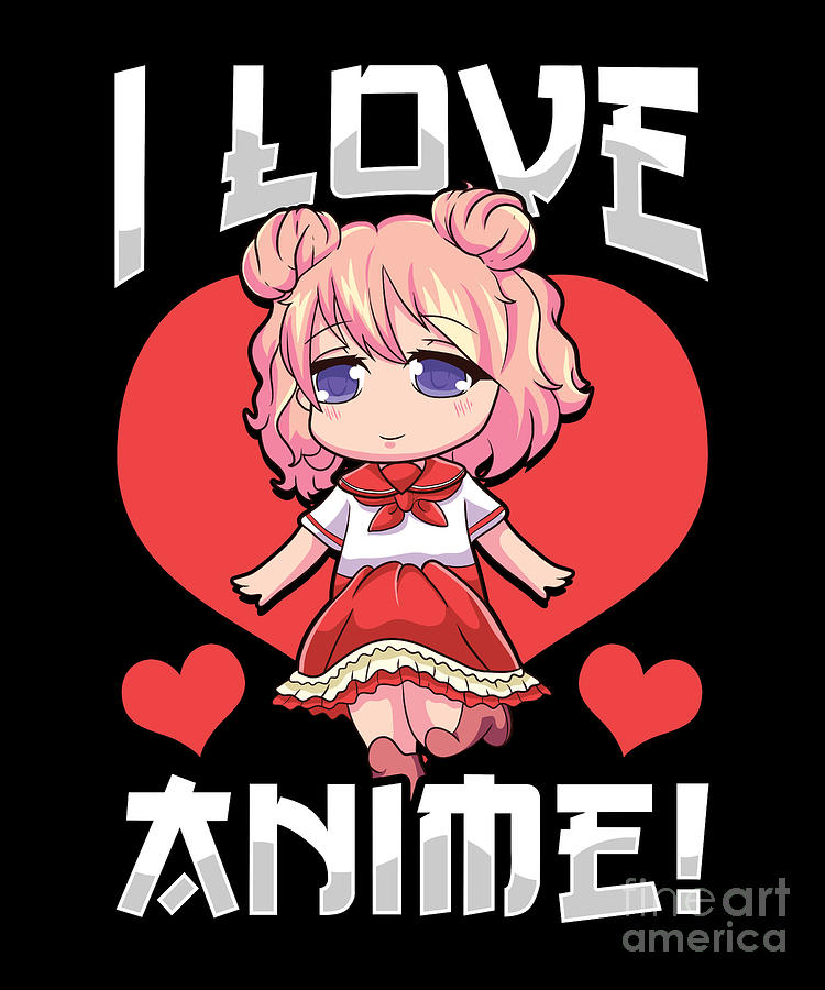 Adorable I Love Anime Girl Japanese Kawaii Digital Art By The Perfect