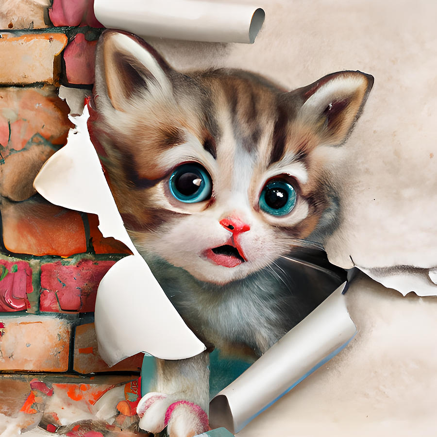 Adorable Kitten Digital Art by Amalia Suruceanu