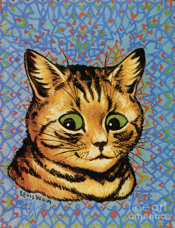 Adorable Louis Wain Cat From 1983 Cat Illustration Collection Painting by Kithara Studio