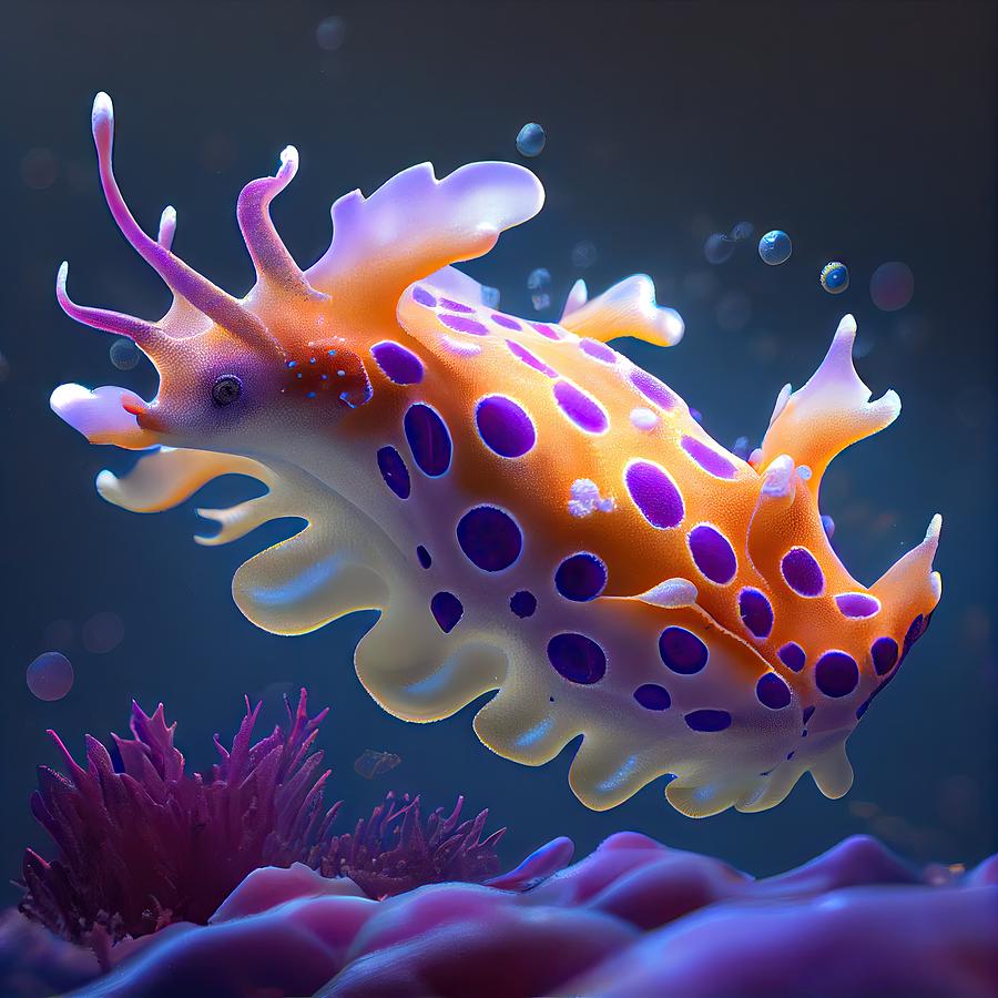 Adorable Orange Nudibranch in the Ocean Digital Art by Roger Willoughby ...