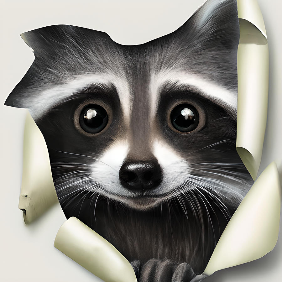 Adorable Raccoon Digital Art by Amalia Suruceanu