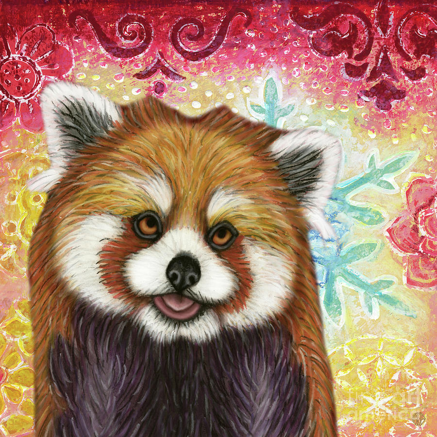 Pattern Painting - Adorable Red Panda Abstract by Amy E Fraser