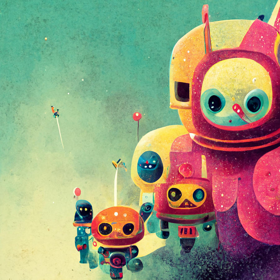 Adorable  Robots  Fighting  Cosmic  Monsters  Anine    939691e3  Bfd1  8a09  A3da  561ffe8806f3 Painting