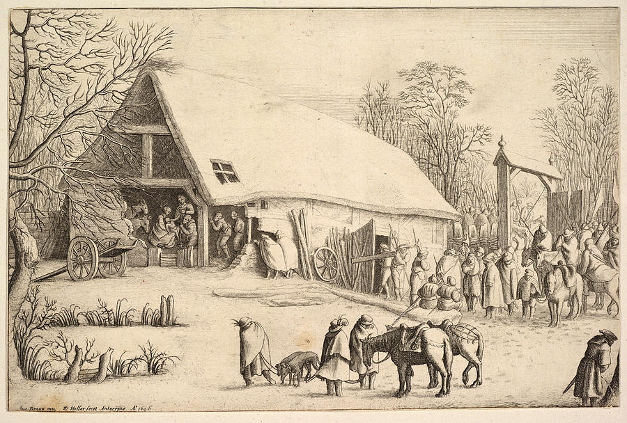 Adoration of the Kings Drawing by Wenceslaus Hollar