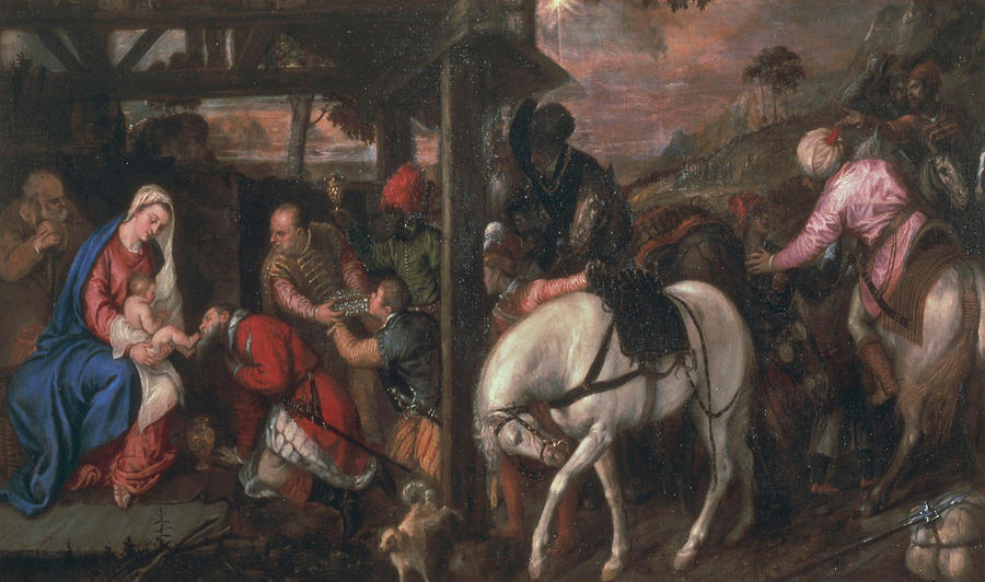 Titian Painting - Adoration of the Magi  by Titian