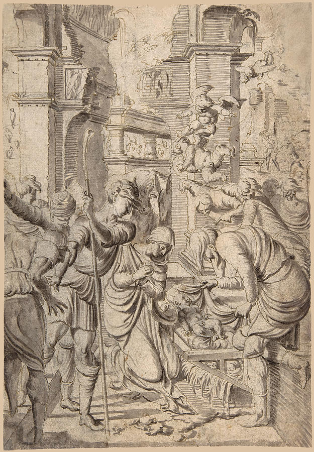 Adoration of the Shepherds Drawing by Aertgen van Leyden