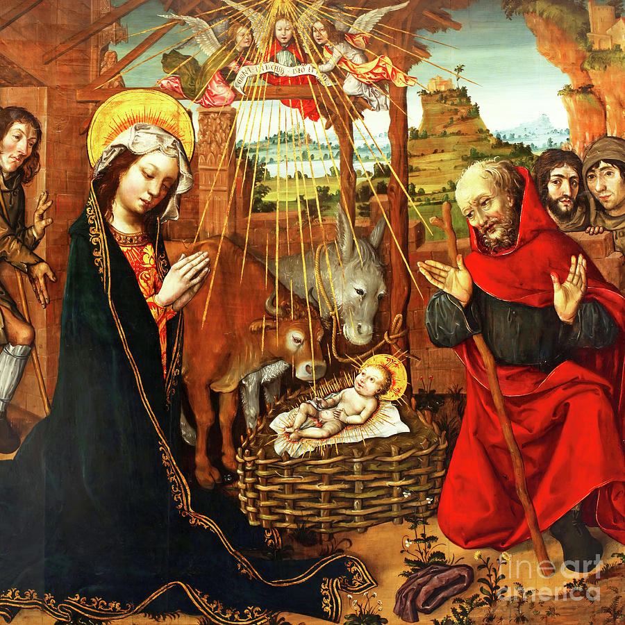 Adoration of the Shepherds in Red Photograph by Munir Alawi