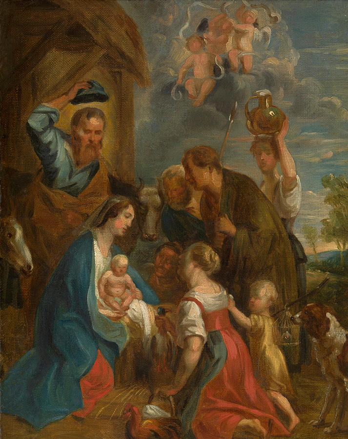 Jacob Jordaens Painting - Adoration of the Shepherds  by Jacob Jordaens
