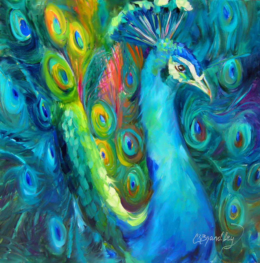 Peacock Painting - Adorned with Jewels by Chris Brandley