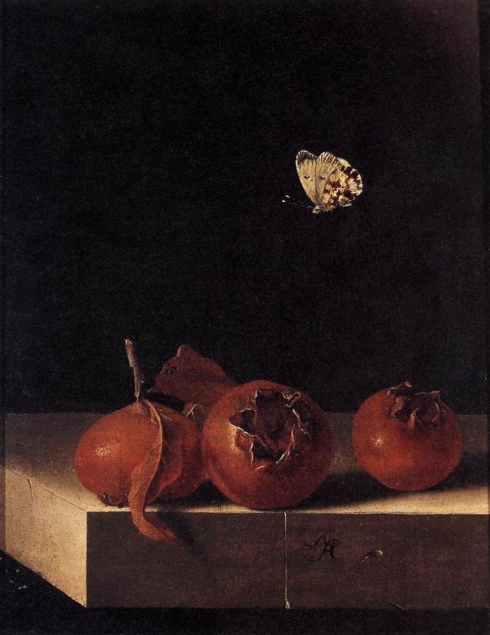 Adriaen Coorte - Still Life With Three Medlars And A Butterfly Painting 