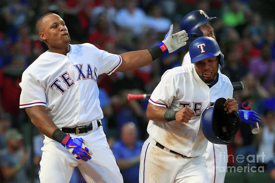 Adrian Beltre and Elvis Andrus Photograph by Tom Pennington