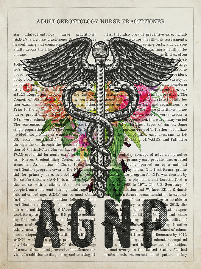 Adult Gerontology Nurse Practitioner With Flowers Print Agnp Digital Art