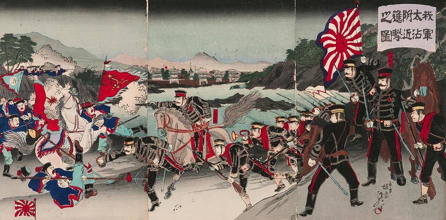 Advance and Attack in the Vicinity of Dagu Painting by Watanabe ...