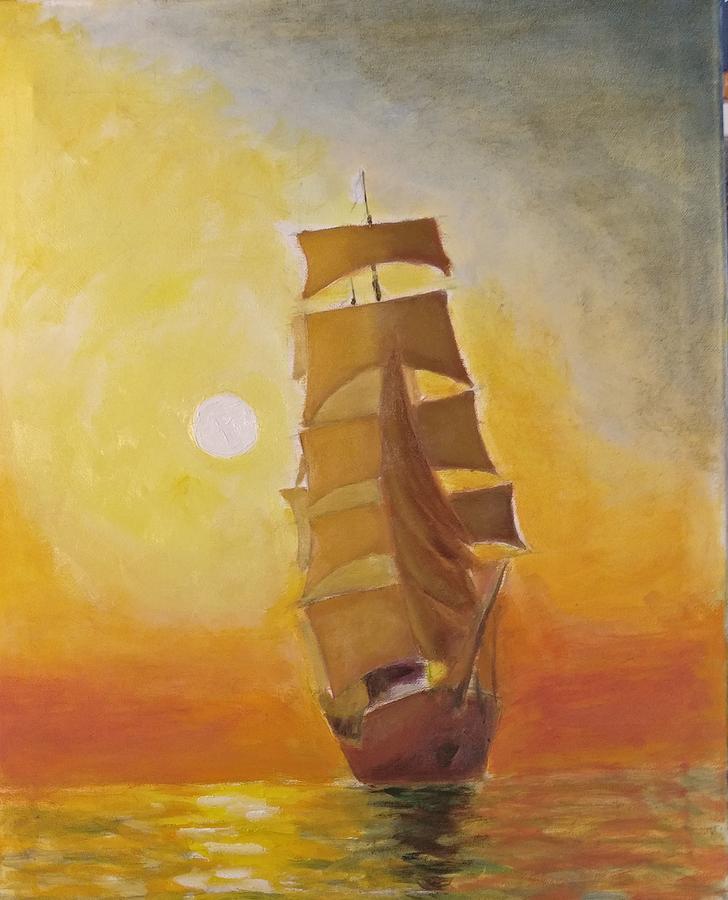Adventure at Sunset Painting by Nicolas Bouteneff