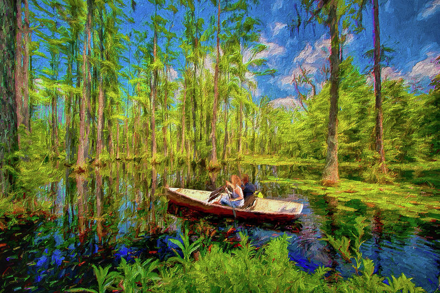 Adventure in a Cypress Swamp ap Painting by Dan Carmichael
