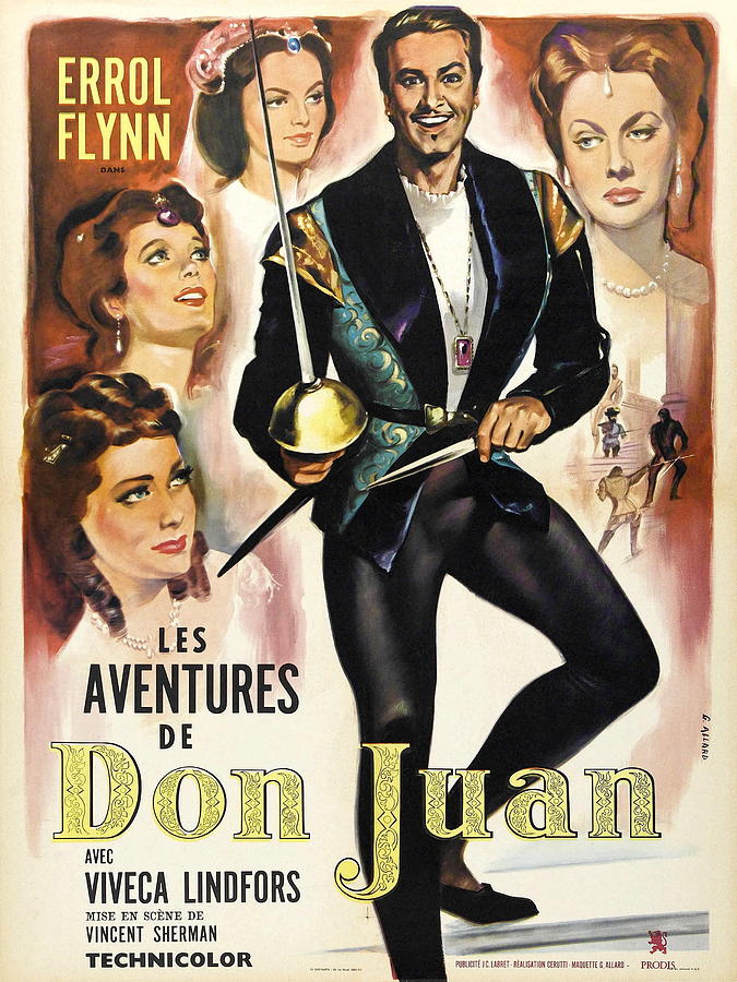 Adventures of Don Juan, 1948 - art by Georges Allard Mixed Media by Movie World Posters