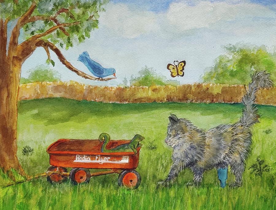 Adventures of Stubby the Cat Painting by Cheryl Wallace