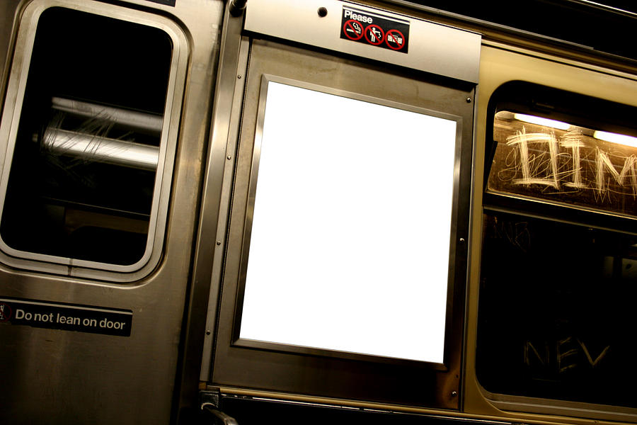 Advertise here billboard in white on subway Photograph by Shmulitk