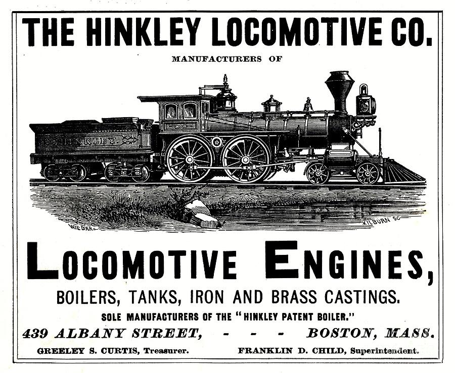 Advertising Hinkley Locomotive Co. 1881 Art Print Mixed Media by PrintsAntiquA Advertising Hinkley Locomotive Co. 1881 Art Print Mixed Media by PrintsAntiquA