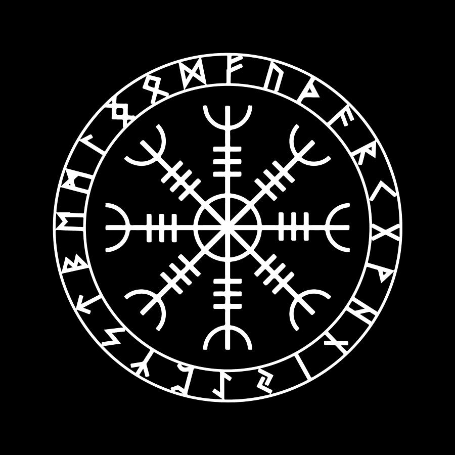 Aegishjalmur Helm of Awe Norse mythology runes 3 Digital Art by DG ...