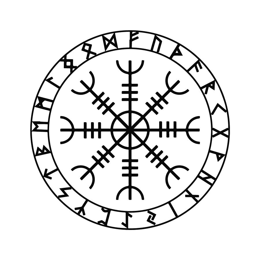 Aegishjalmur Helm Of Awe Norse Mythology Runes 4 Digital Art By Dg Design Fine Art America