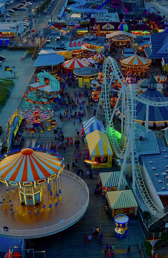 Aerial Amusement Park Lights Photograph by Blair Seitz