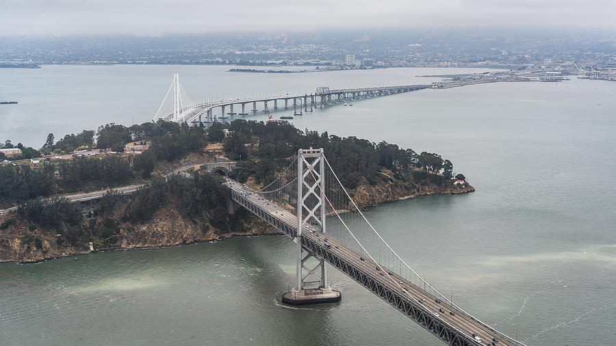 Aerial Bay Bridge - San Francisco Photograph by Michael Lee