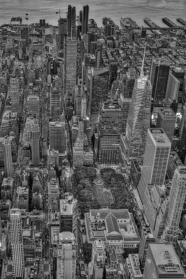 Aerial Bryant Park NYC BW Photograph by Susan Candelario