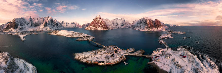 Aerial Drone Panoramic View over Lofoten island Photograph by Celia Zhen