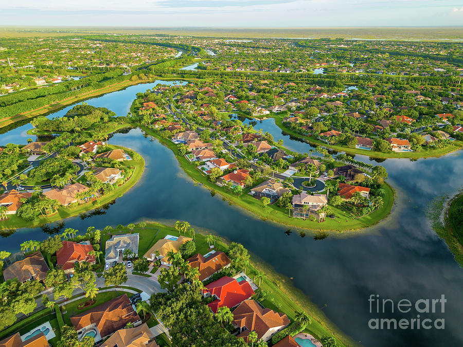 Aerial drone photo of luxury homes in Weston Florida Photograph by ...