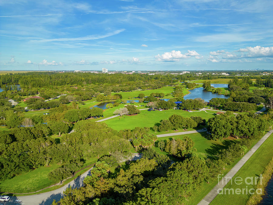 Aerial drone photo of Markham Park Sunrise FL Photograph by Felix ...