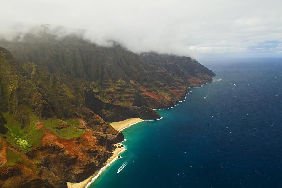 Aerial from Helicopter of Na Pali Coast on Kauai Photograph by Matt Champlin