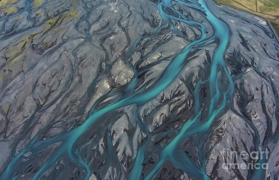 Aerial Iceland Braided Blue Rivers Photograph