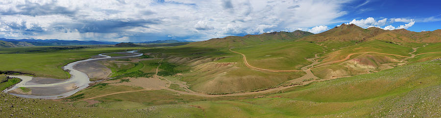 Aerial landscape in Orkhon valley, Mongolia Photograph by Mikhail Kokhanchikov