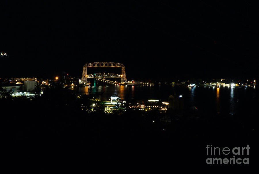 Aerial Lift Bridge Duluth, Minnesota at Night Photograph by Nikki Vig