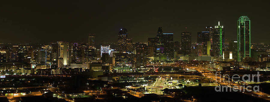 Aerial night panorama photo Dallas Texas Photograph by Felix ...