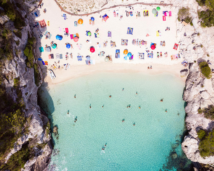 Aerial of Cala Macarelleta beach, Menorca Photograph by Matteo Colombo