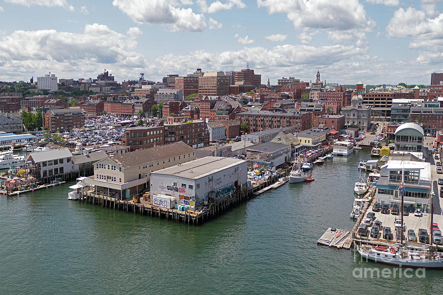 Aerial of Downtown Portland Maine Waterfront Photograph by Bill Cobb ...