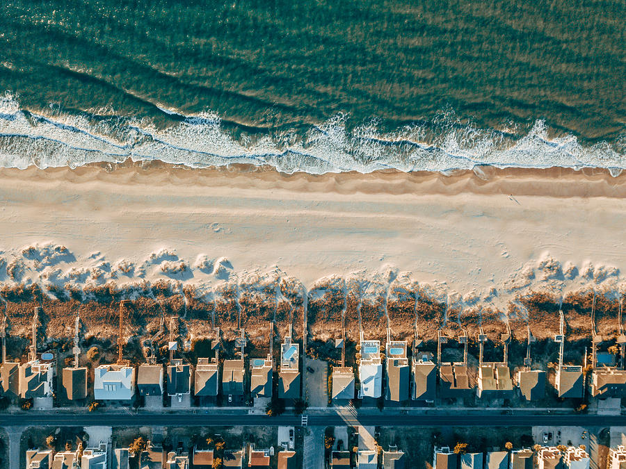 Aerial of Houses on the Beach Photograph by Ryan Herron
