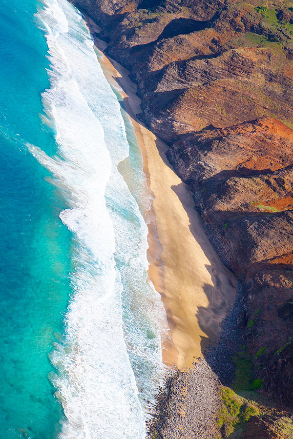Aerial of Kauai, Hawaii coastline Photograph by JodiJacobson