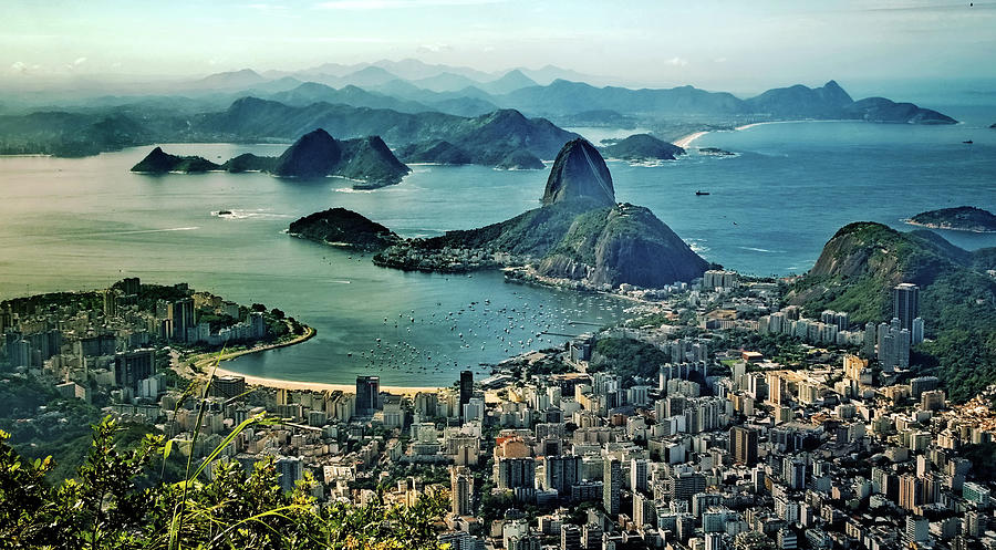 Summer Photograph - Aerial panorama and Sugar Loaf Mountain, Rio De Janeiro, Brazil. by Dmitrii Petrenko