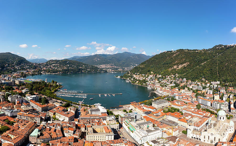 Aerial panorama of the Como old town, Italy Photograph by Didier Marti ...