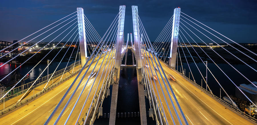 Aerial panorama of the New Goethals Bridge Photograph by Mihai Andritoiu