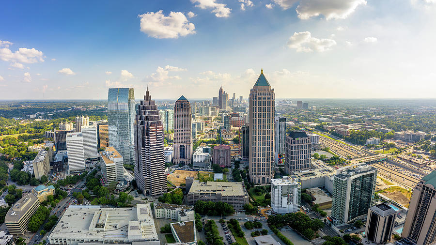 Aerial Panoramic Picture Of Downtown Atlanta Skyline Photograph